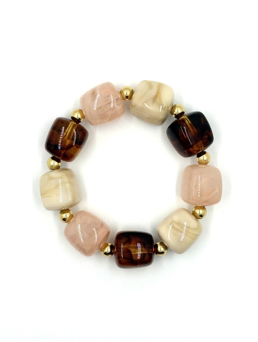 Kralenarmband bruin-roze