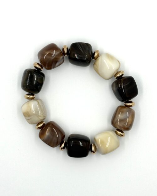Kralenarmband bruin mix