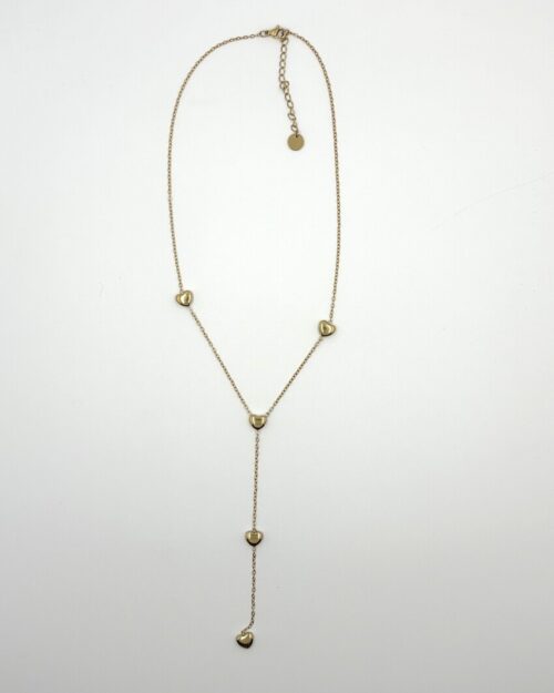 Y-ketting mini hartjes goud