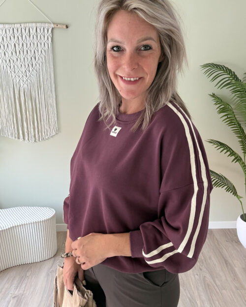 Sweater met strepen bordeaux