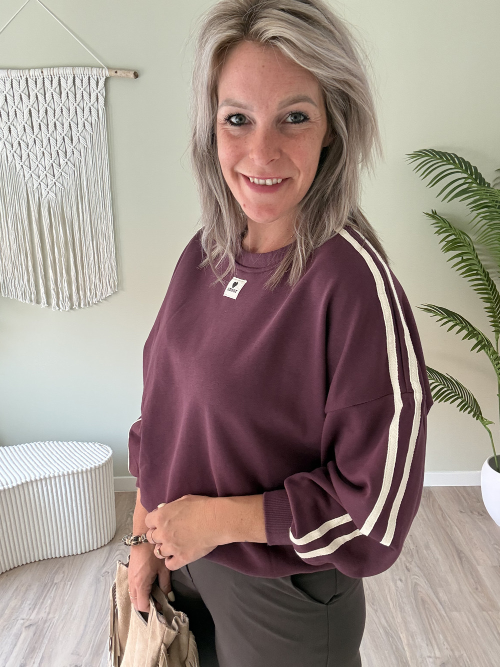 Sweater met strepen bordeaux