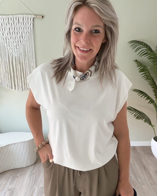 Basic shirt met elastiek wit