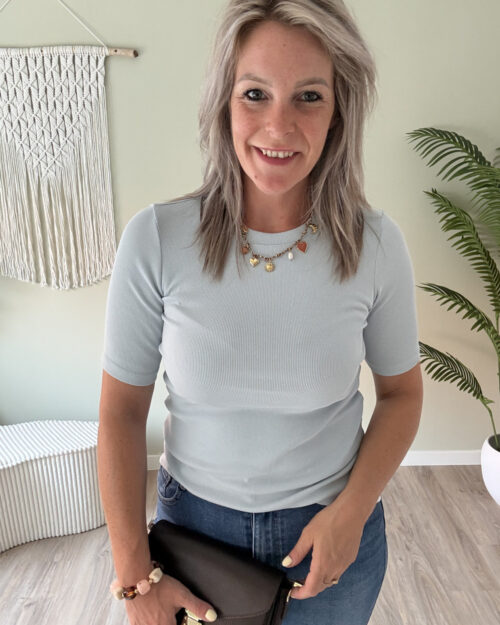 Ribbed tee blauw