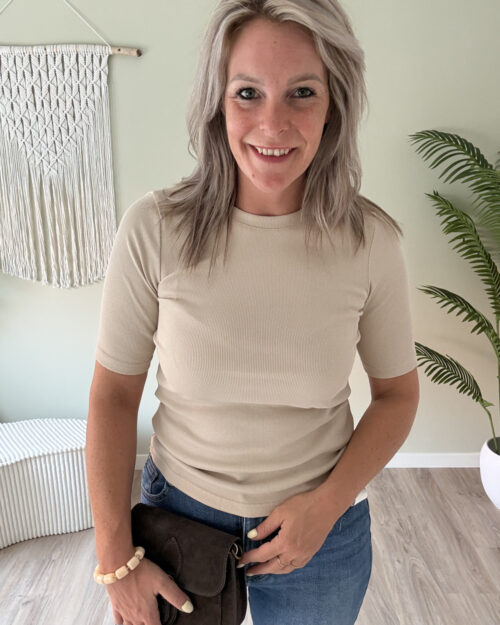 Ribbed tee beige
