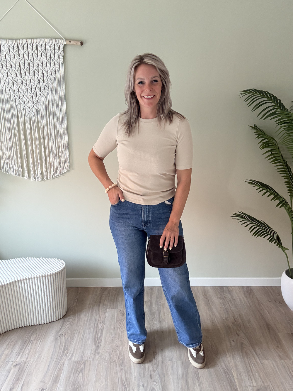 Ribbed tee beige - Afbeelding 2
