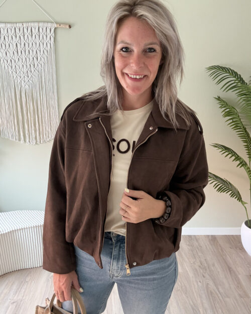 Suede bomberjacket choco