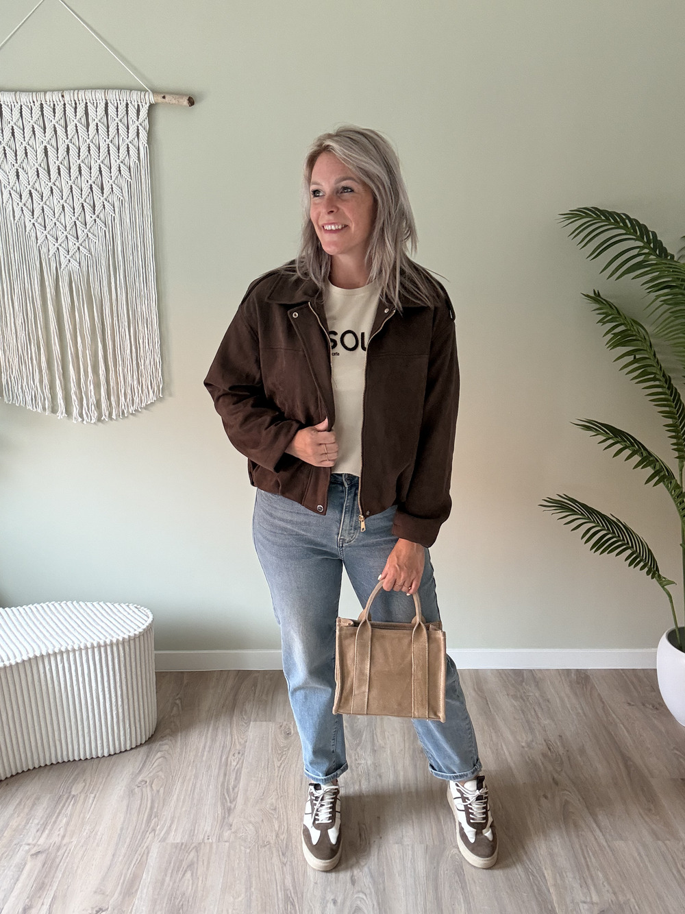 Suede bomberjacket choco - Afbeelding 2