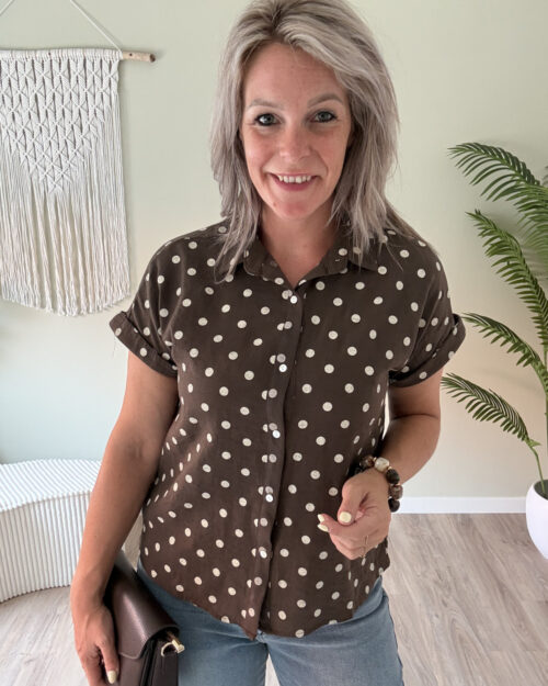 Blouse stippen choco