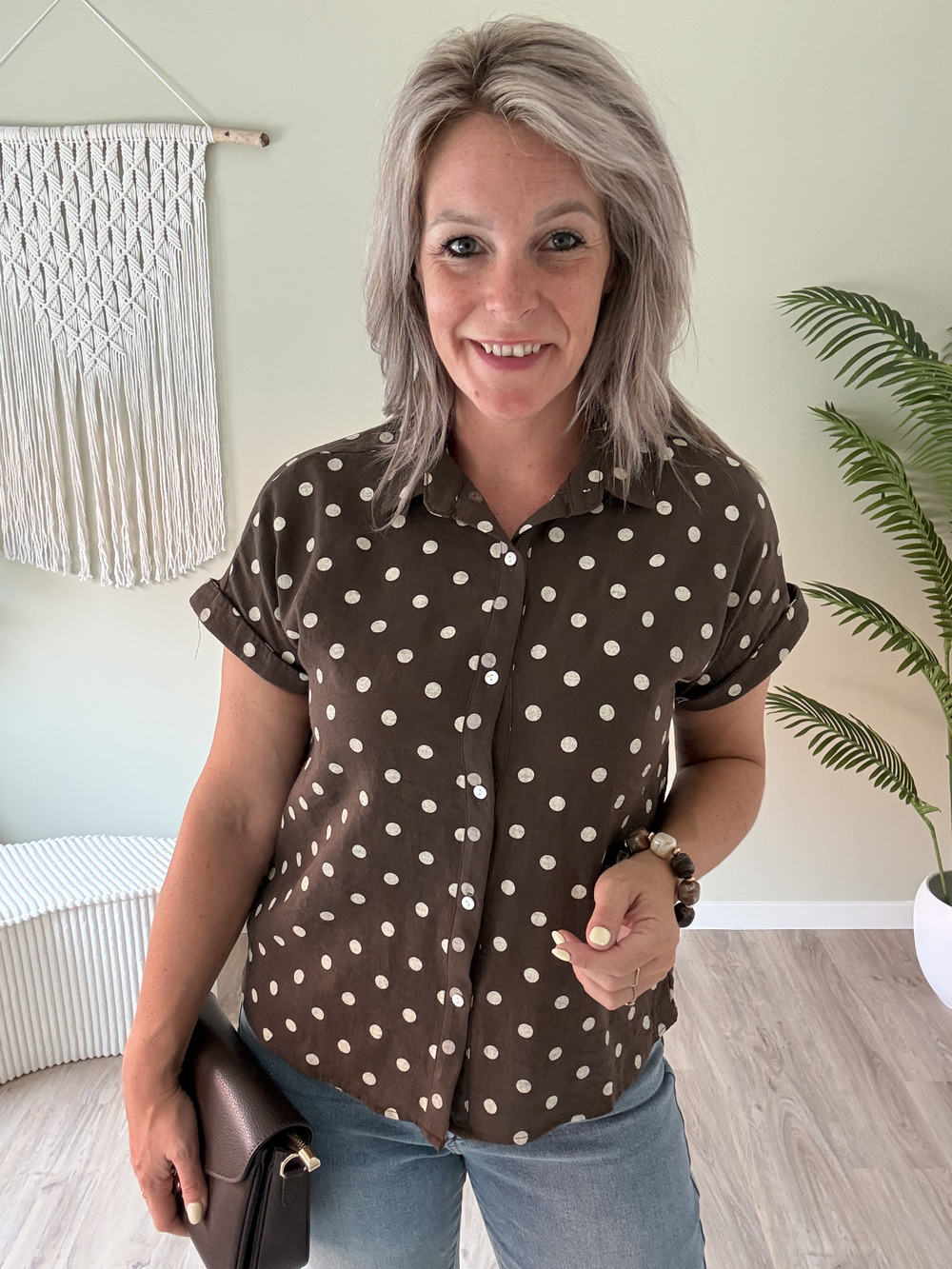 Blouse stippen choco