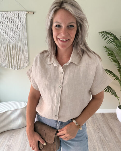 Linnen blouse beige