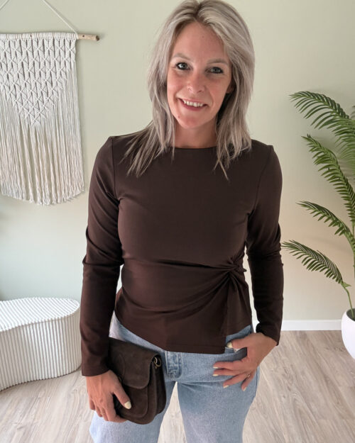 Blouse met twist choco