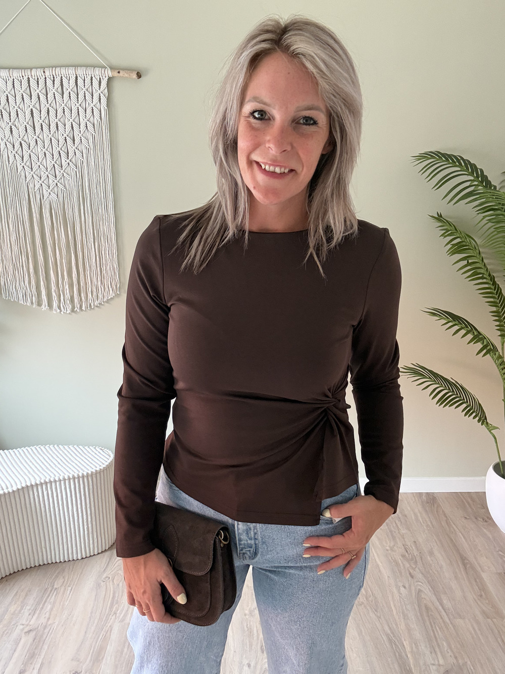 Blouse met twist choco