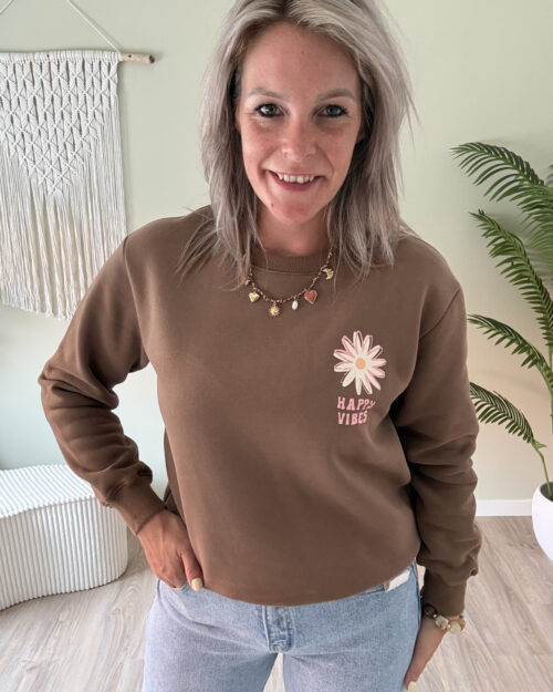 Sweater flower bruin