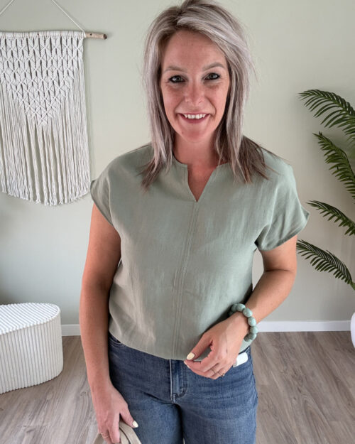 Effen v-blouse groen