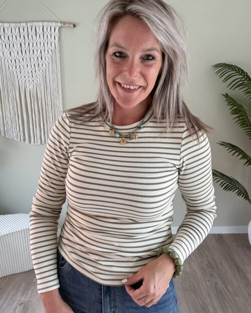 Longsleeve groen-wit