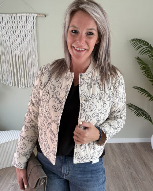 Bomber jacket print zwart