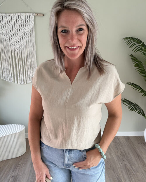 Effen v-blouse beige