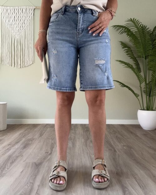 Destroyed denim jort