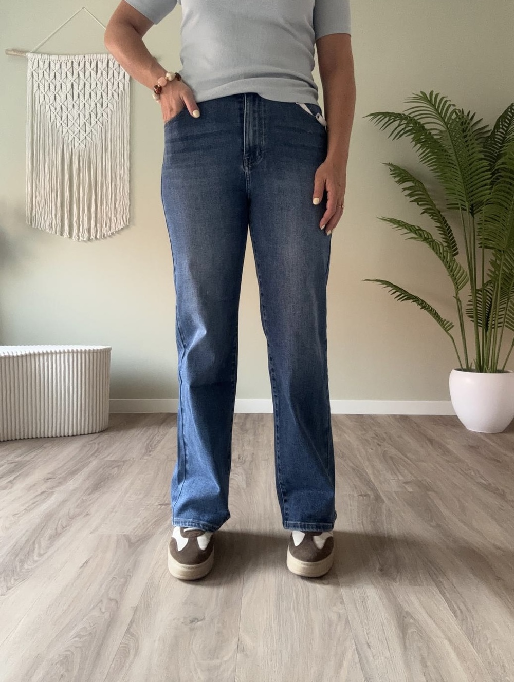 Super stretch wide leg jeans blue