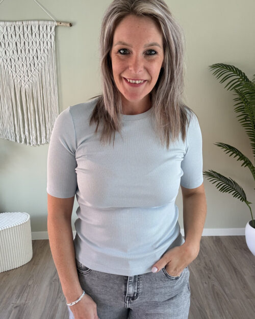 Ribbed tee blauw