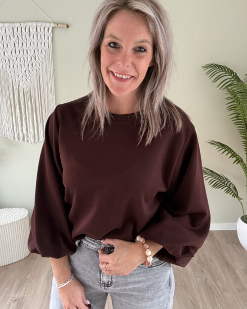 Sweater met elastiek diep bordeaux