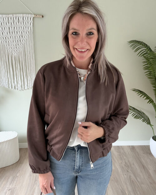 Suede bomber vest choco