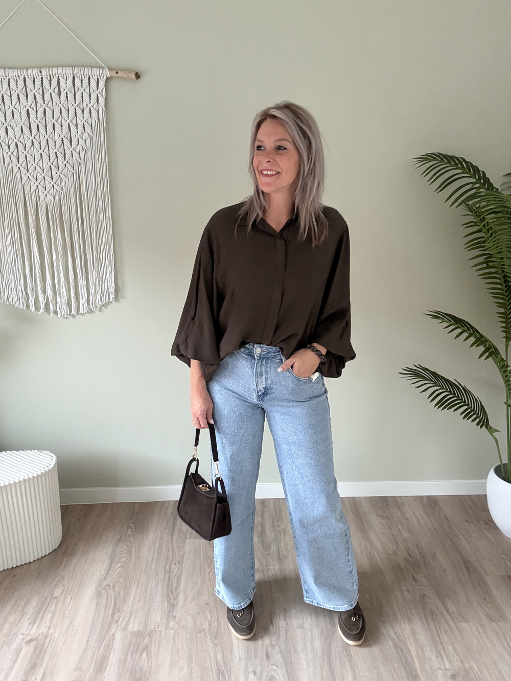 Oversized blouse choco - Afbeelding 2