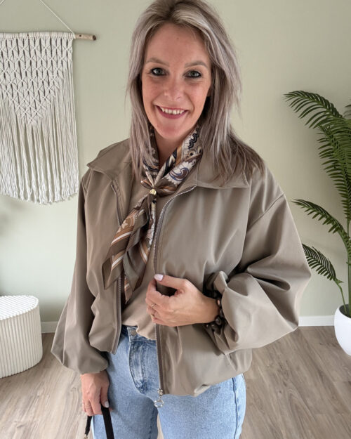 Puffer jas taupe
