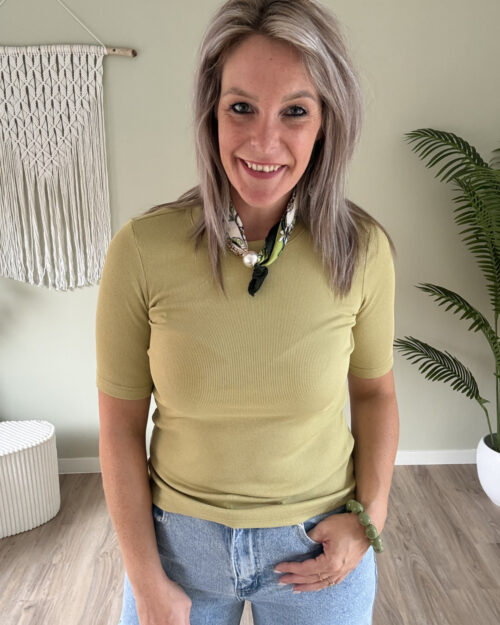 Ribbed tee groen