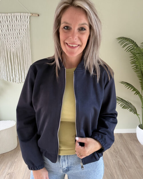 Suede bomber vest navy
