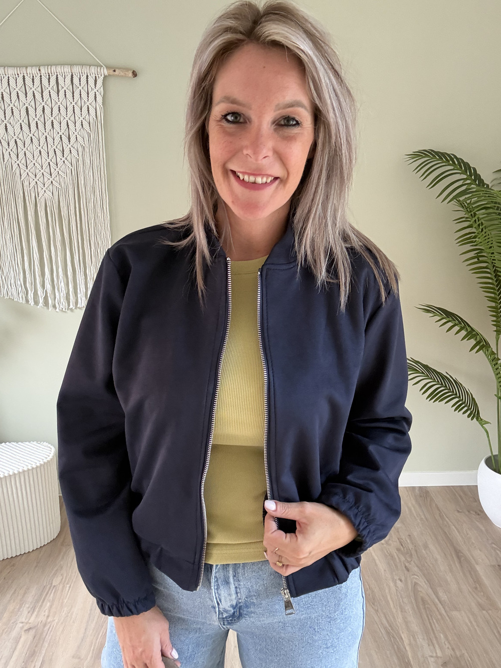 Suede bomber vest navy