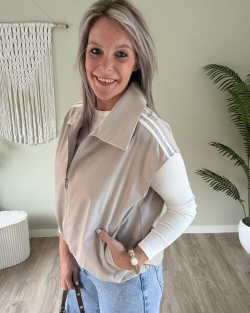 Gilet met strepen beige
