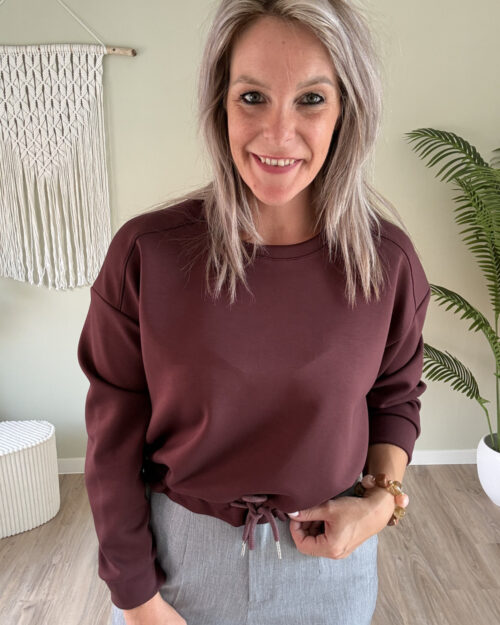 Sweater met koord bordeaux