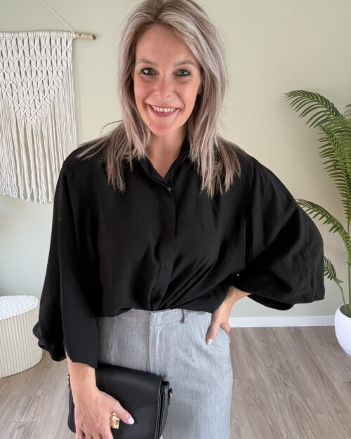 Oversized blouse zwart