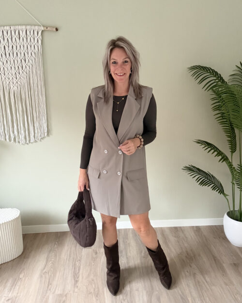 Gilet dress taupe