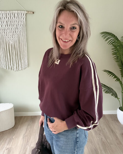 Sweater met strepen bordeaux