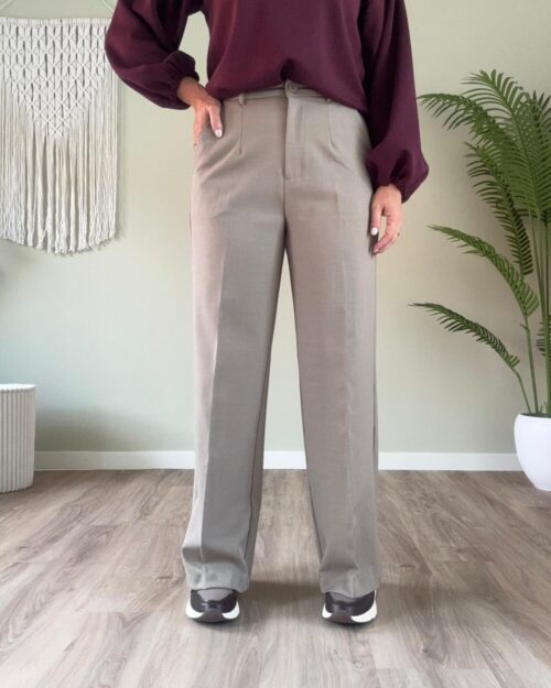 Pantalon wide leg taupe