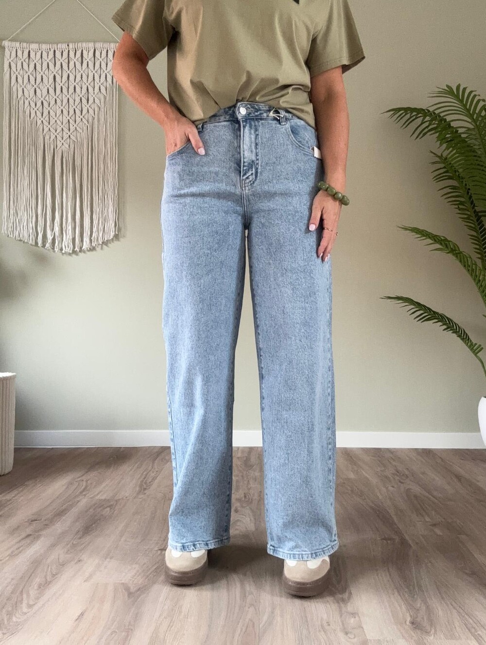 Denim wide leg jeans