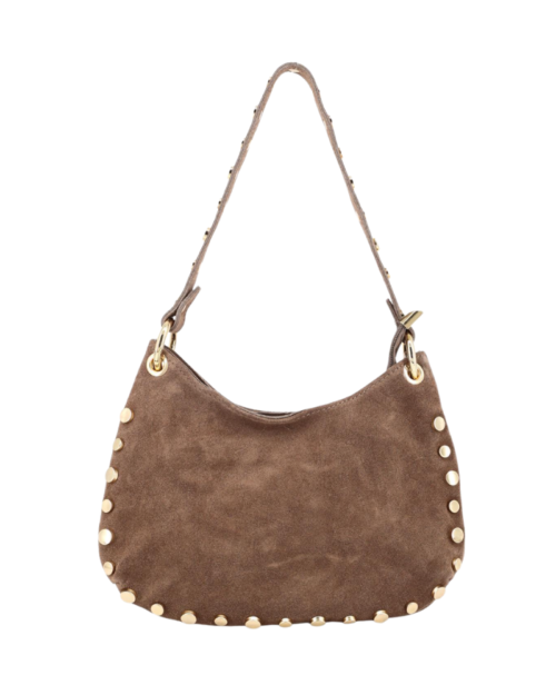 Schoudertas met studs taupe