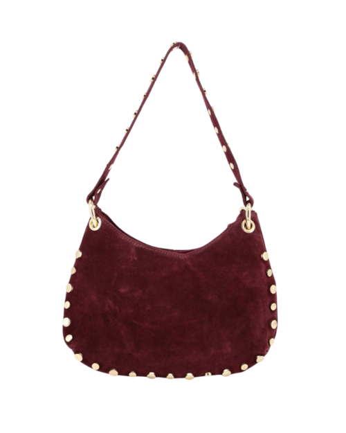 Schoudertas met studs bordeaux
