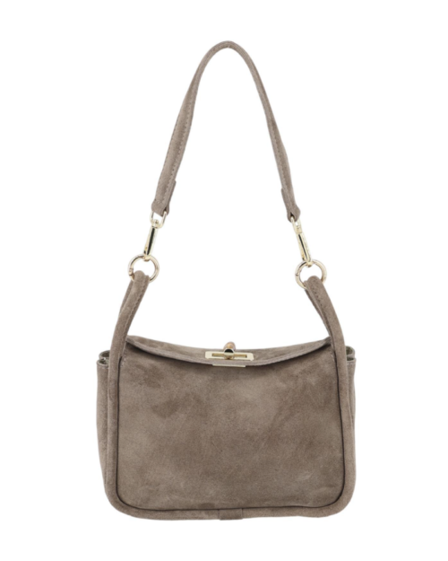 Schouder tas met sluiting taupe