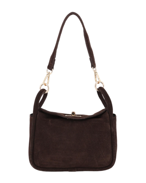 Schouder tas met sluiting choco
