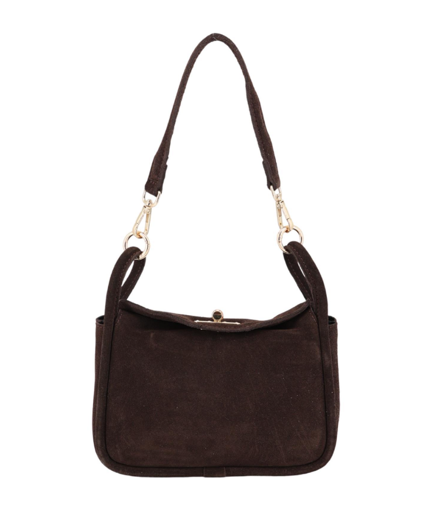 Schouder tas met sluiting choco