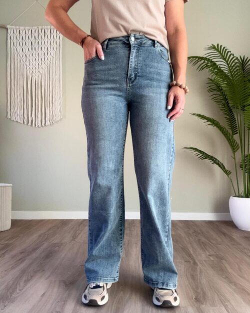 Super stretch wide leg jeans wassing