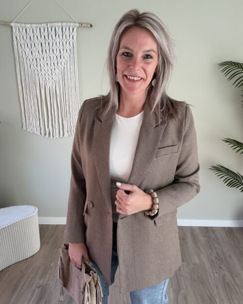 Ruit blazer taupe