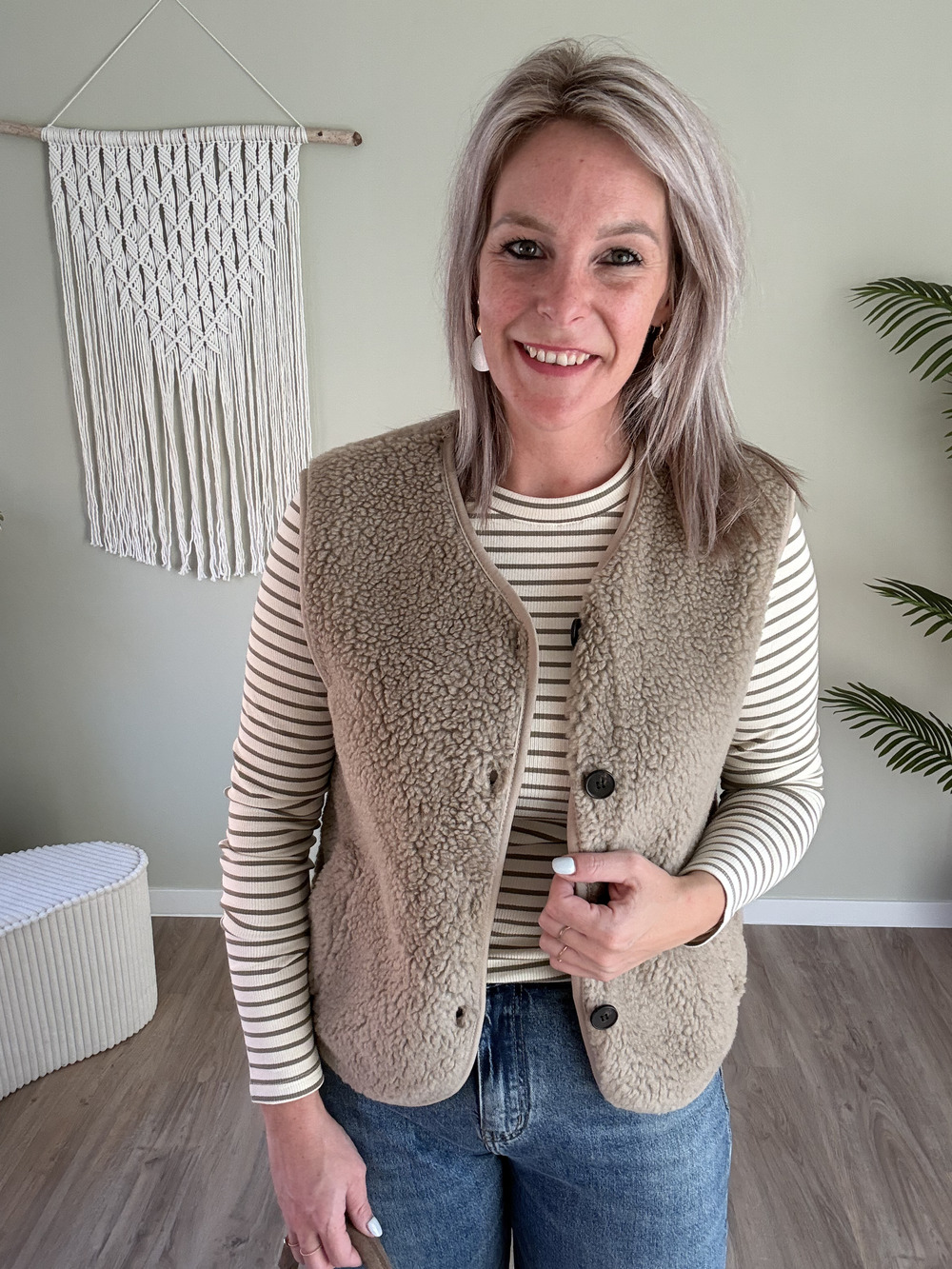 Teddy gilet beige