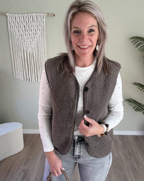 Teddy gilet taupe