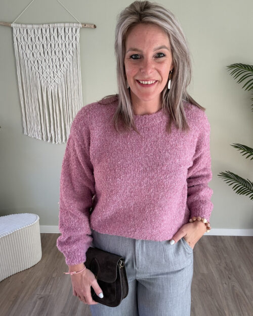 Teddy sweater roze