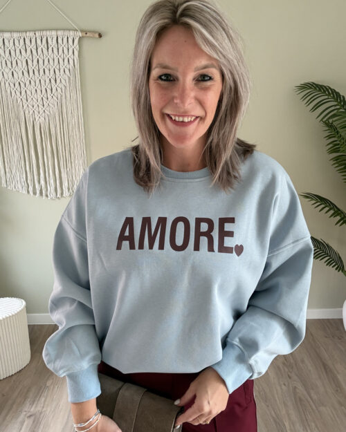 Sweater amore blauw-bordeaux