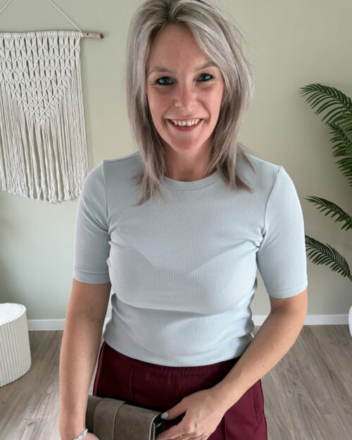 Ribbed tee blauw